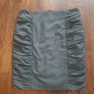 Anthropologie Acting Out Grey Ruched Pencil Skirt